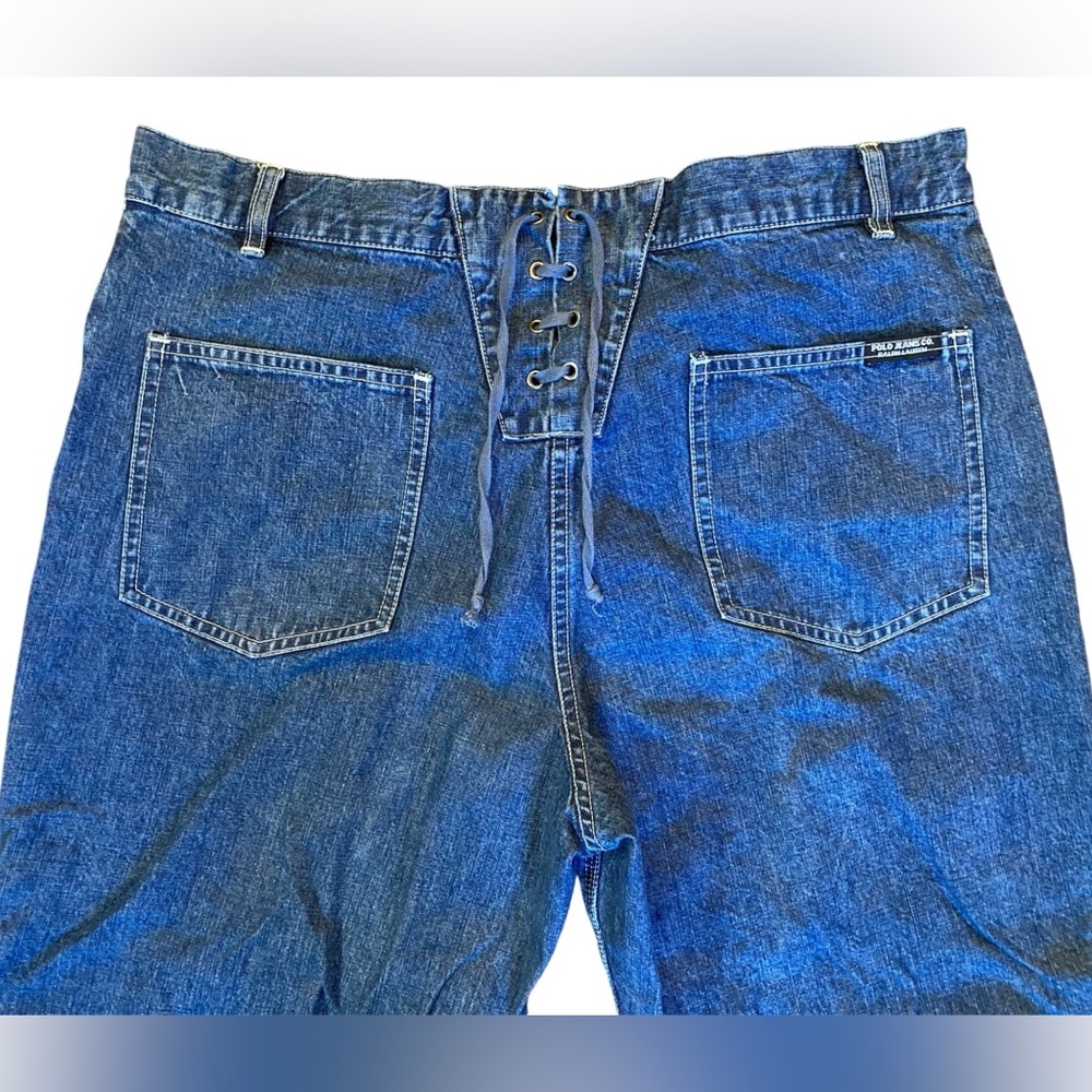 Polo by Ralph Lauren Blue Denim Wide Leg Jeans - Lace-Up Back